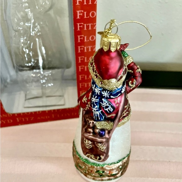 Fitz & Floyd Christmas Blown Glass Ornament Snowman New - Picture 3 of 10